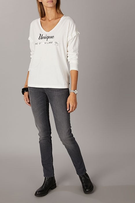 V-NECK TEE LS + DECO WHITE 6