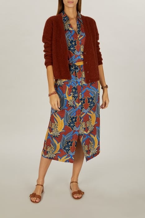 LOOSE V-NECK CARDI LS BROWN 3