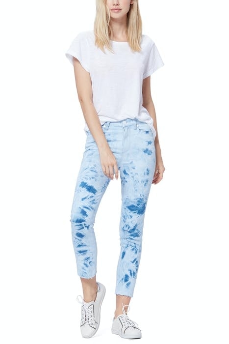 HOXTON SLIM CROP RAW HEM INDIGO TIE DYE 1