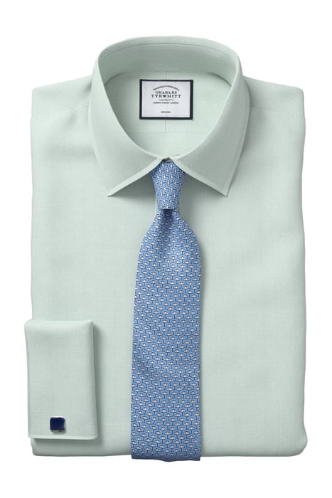 SF GREEN CLASSIC COLLAR NON-IRON MICRO DIAMOND SHIRT 6