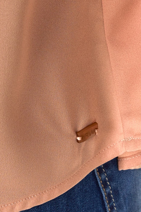 SHIRT MOCKNECK COL FLARED SL BROWN 5