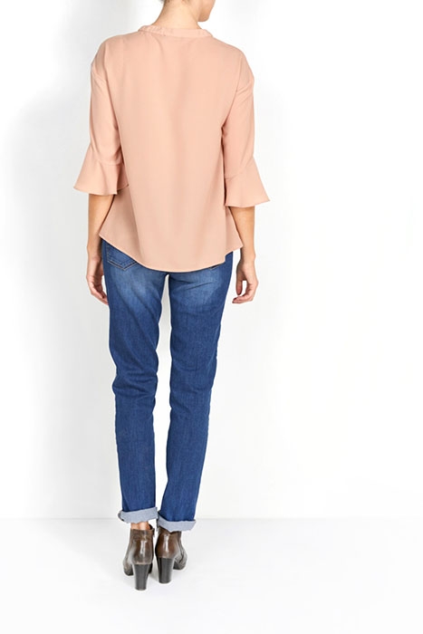 SHIRT MOCKNECK COL FLARED SL BROWN 3