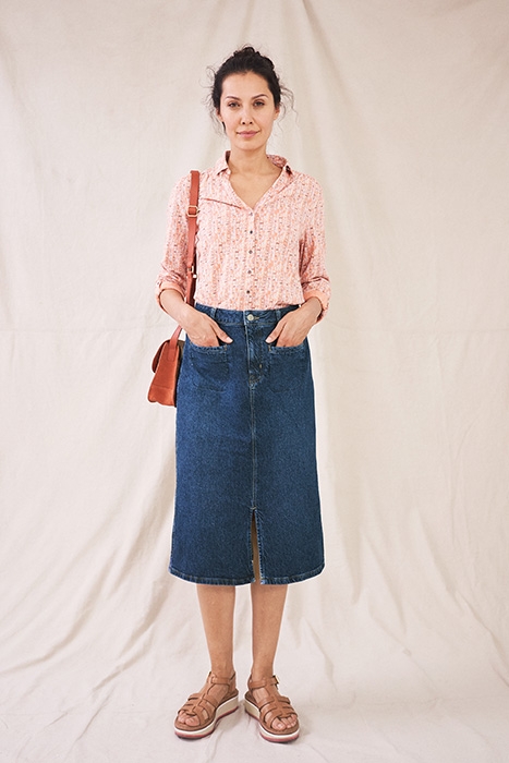 POPPY DENIM MIDI SKIRT MID DENIM 2