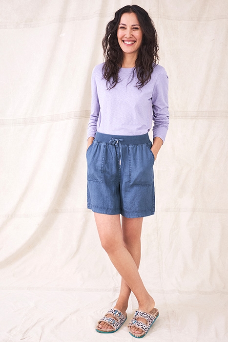 EFFIE LINEN SHORTS  BLUE 2