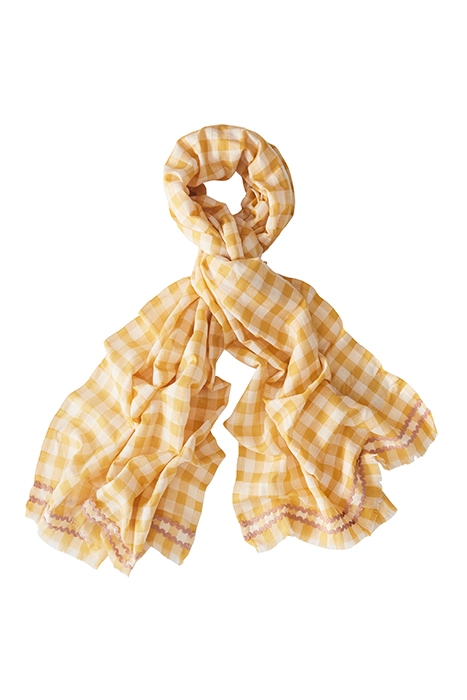 GINGHAM COTTON LINEN SCARF YELLOW MLT 1