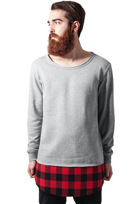 LONG FLANELL BOTTOM OPEN EDGE CREWNECK GRY/BLK/RED 1