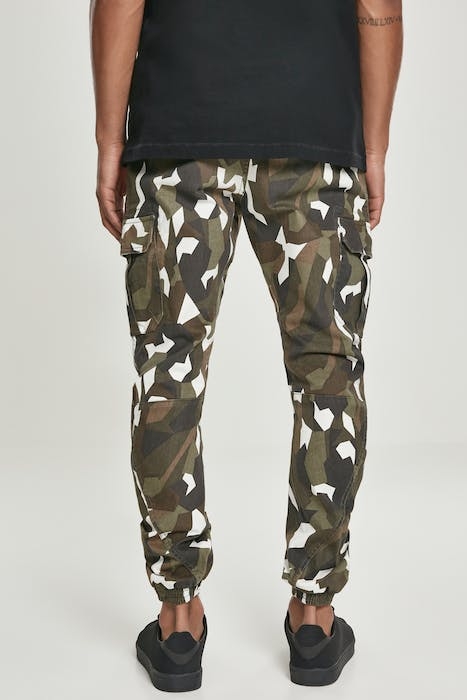 GEOMETRIC CAMO STRETCH TWILL CARGO PANTS WOOD CAMO 3