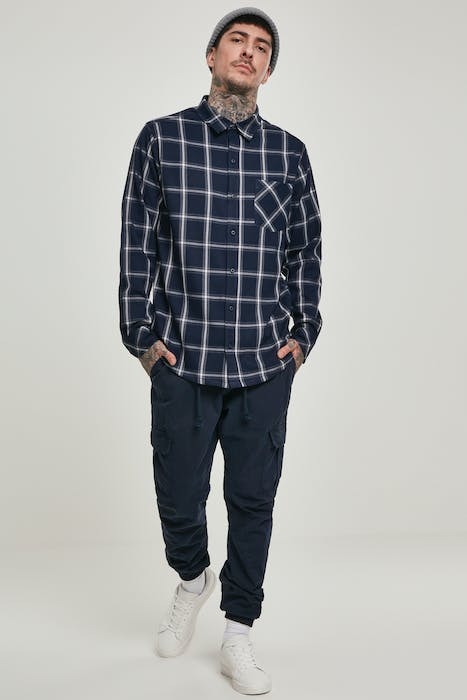 BASIC CHECK SHIRT NAVY/WHT 1