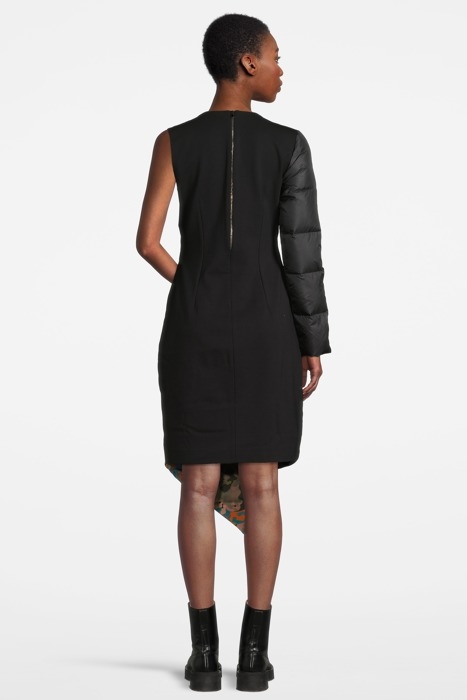 WOMEN'S ONE SLEEVE DOWN DRESS BLACK, CAMOU PRINT 2