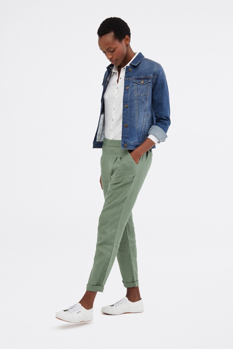 MAISON LINEN TROUSER SAGE GREEN PLAIN 2