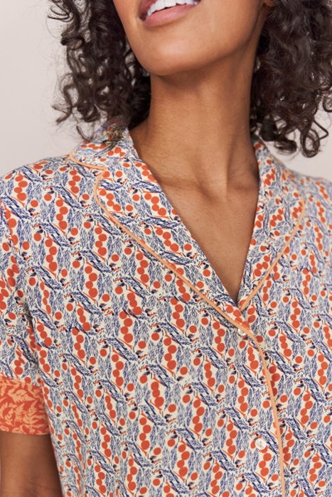 ROSEHIP JERSEY PJ SHIRT ORANGE PRINT 4