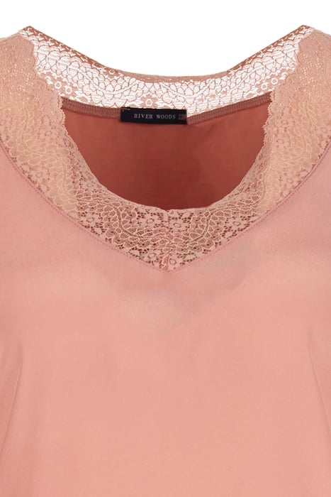 SILK V-NECK TOP PINK 2