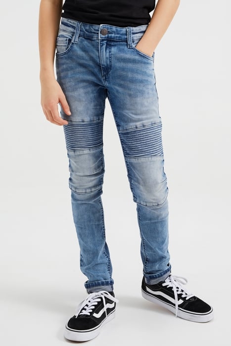 JONGENS SKINNY FIT JEANS MET BIKERDETAILS EN STRETCH BLUE 2