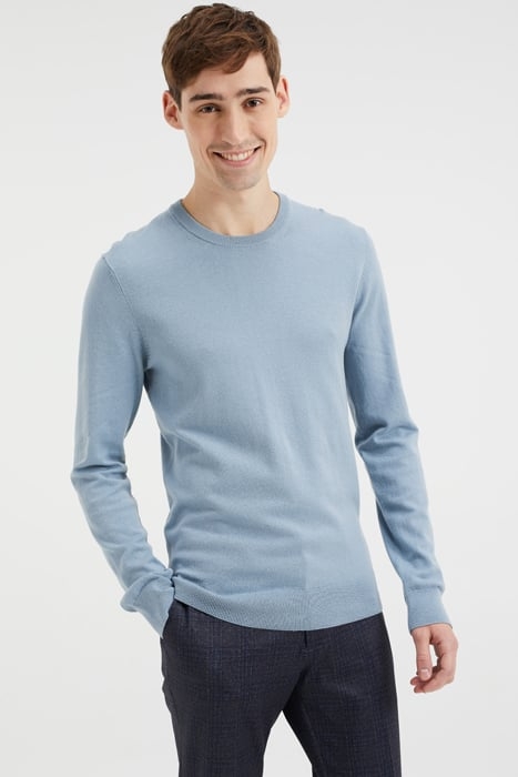 HEREN FIJNGEBREIDE TRUI VAN KATOENMIX ICE BLUE 2