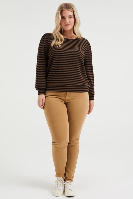 LADIES SKINNY FIT JEANS - CURVE LIGHT BROWN 4