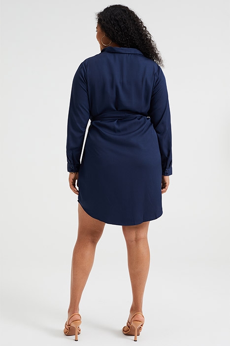 LADIES SHIRT DRESS WITH PATTERN AND TIE BELT - CURVE DARK 3