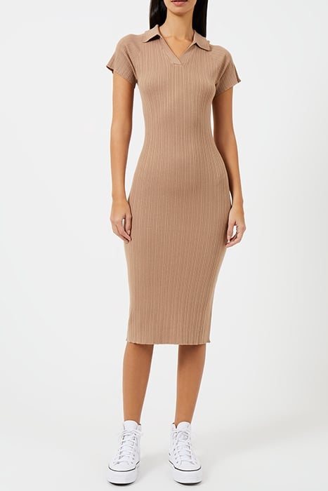 COLLAR RIB DRESS MID CAMEL 3
