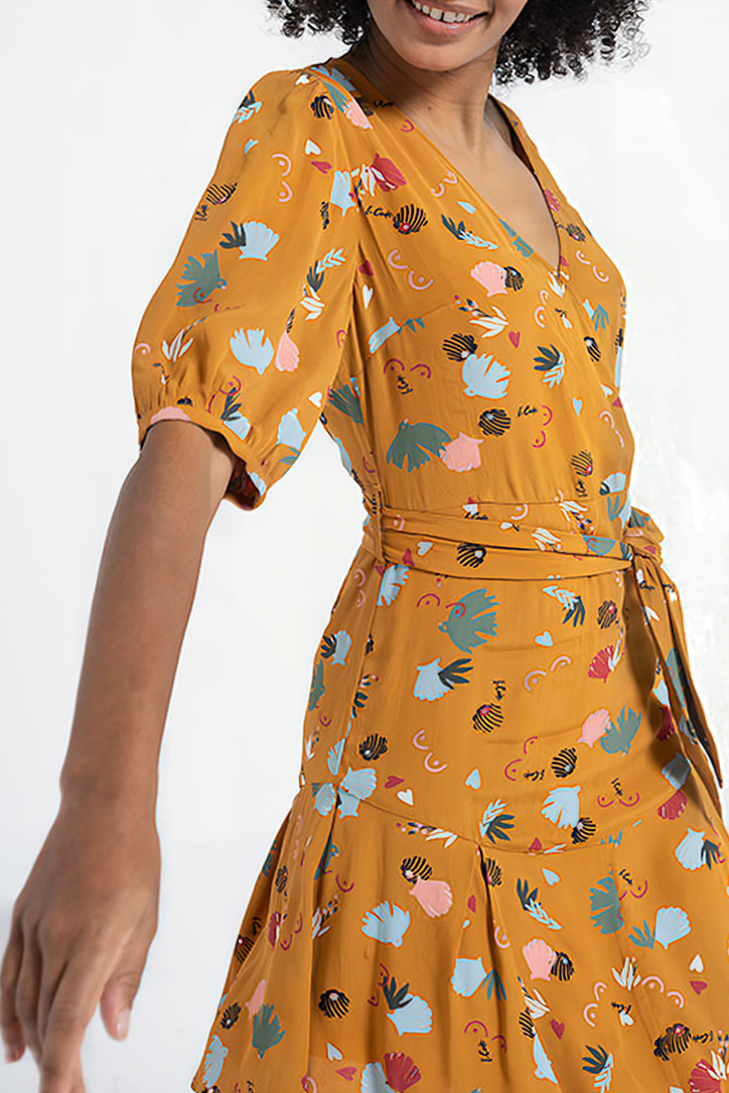 LARCH FUN PRINT WRAP DRESS PLAYFUL MADRID 6