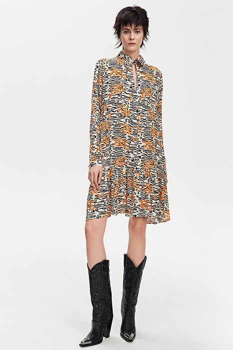 VOLANT DRESS WILD PRINT ORANGE 1