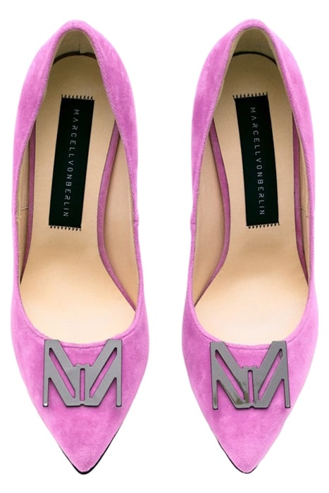 LOGO BUCKLE VELVET PUMPS PINK 3
