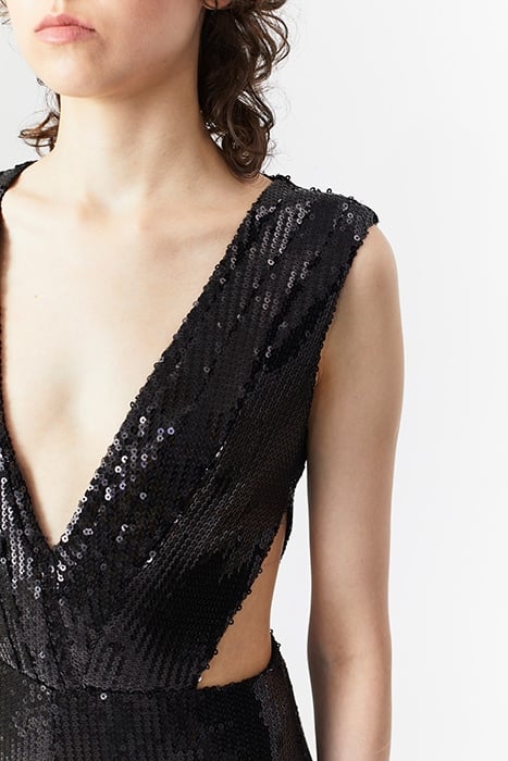 WOMEN‘S SEQUIN CUT-OUT OVERALL BLACK 5