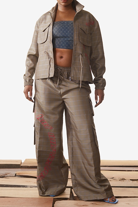 SAND CHECKED KENSINE PANTS 1