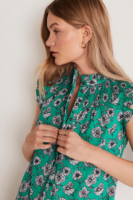 JANE SMOCKED MIDI SHIRT DRESS BLU 4