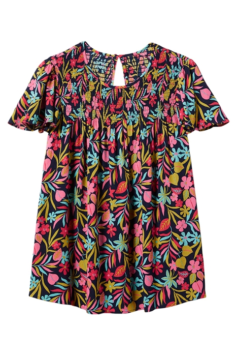 LAYLA PRINTED SMOCKED TOP NVY 1