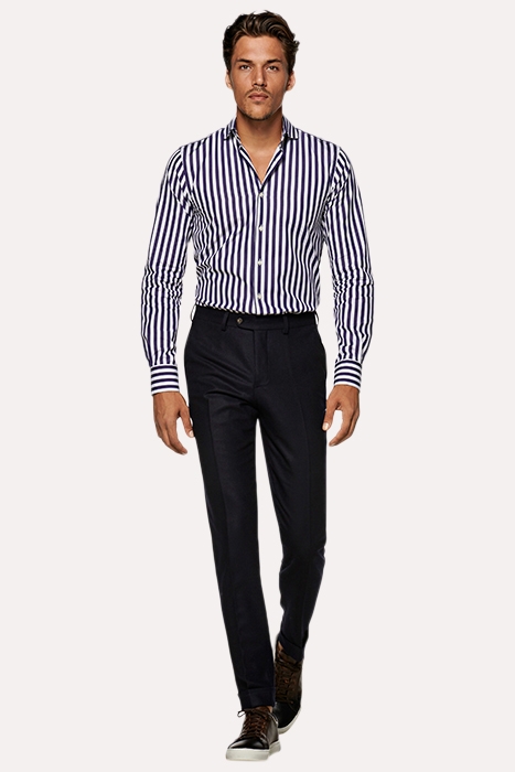 Navy Striped Extra Slim Fit Shirt 1