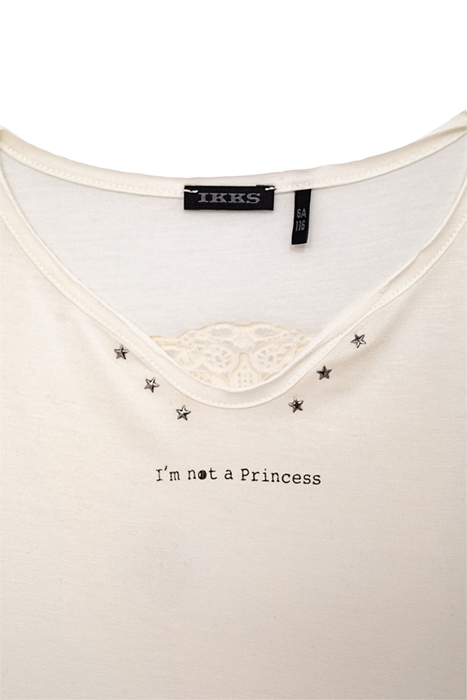 GIRLS’ OFF-WHITE BUTTON-NECK T-SHIRT WITH SKULL ON BACK OFF- 4