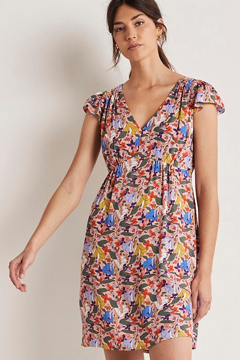 GRACE FLUTTER SLEEVE DRESS PNK 1