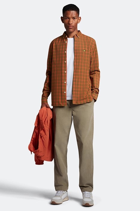 CHECK POPLIN SHIRT VICTORY ORANGE/OLIVE 3
