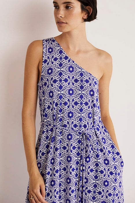 ONE SHOULDER JERSEY MIDI DRESS BLU 4