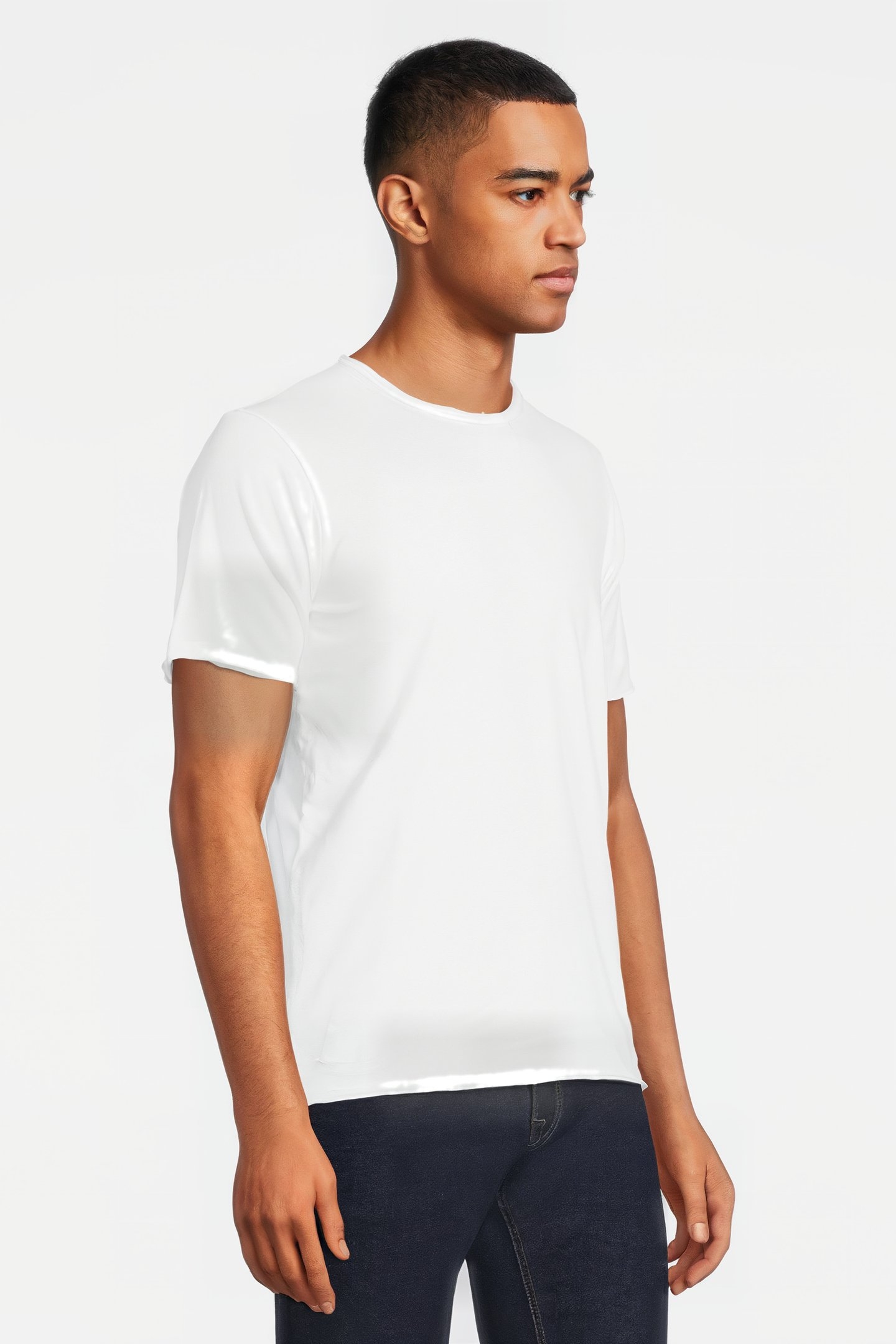 BASIC ROUND NECK TEE SLUB JERSEY WHITE 4