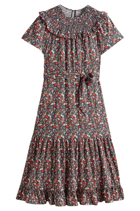 SMOCKED YOKE JERSEY MIDI DRESS NVY 6