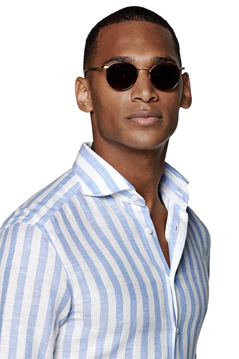 LIGHT BLUE STRIPED SLIM FIT SHIRT 4
