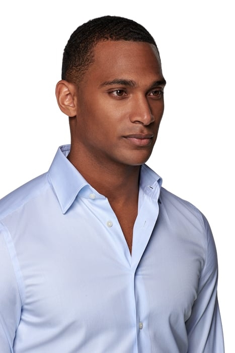 Light Blue Striped Twill Slim Fit Shirt 6