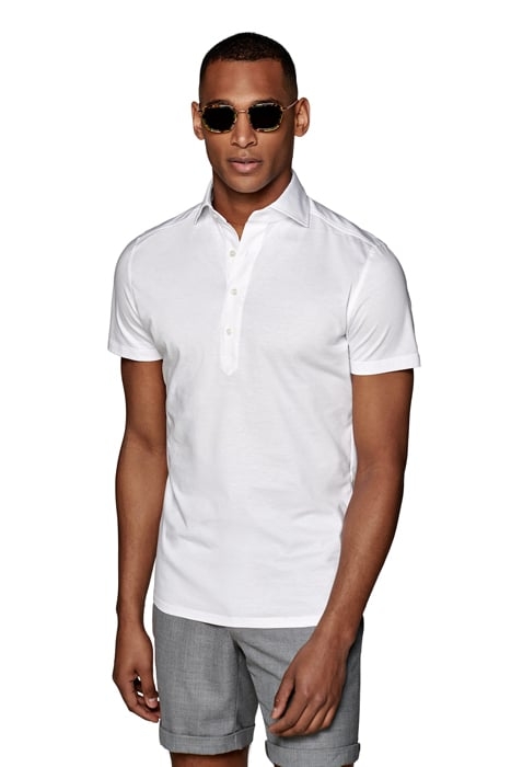 White Jersey Extra Slim Fit Short Sleeve Popover 1