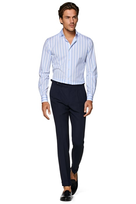 Light Blue Striped Poplin Extra Slim Fit Shirt 4