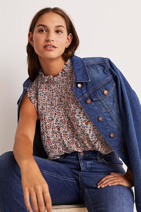 SLEEVELESS SMOCKED TOP PNT 3