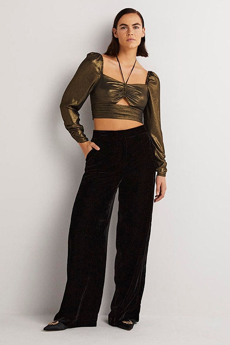 CUT OUT DETAIL HALTER TOP GLD 3