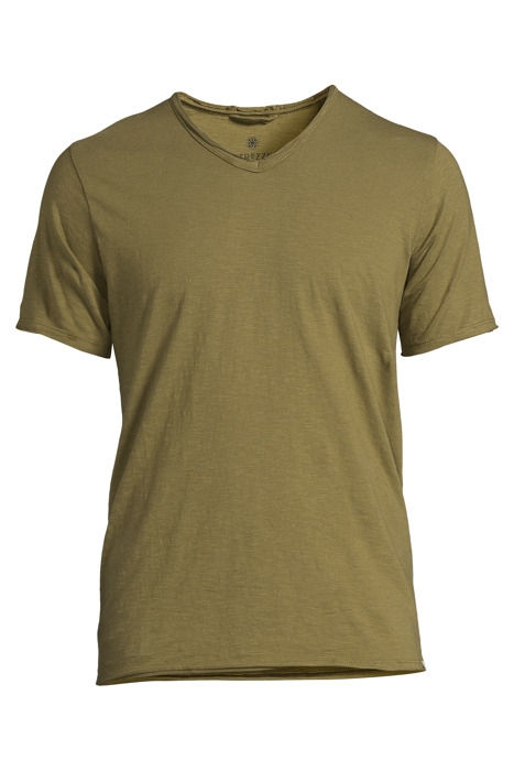 BASIC V-NECK TEE SLUB JERSEY ARMY GREEN 1