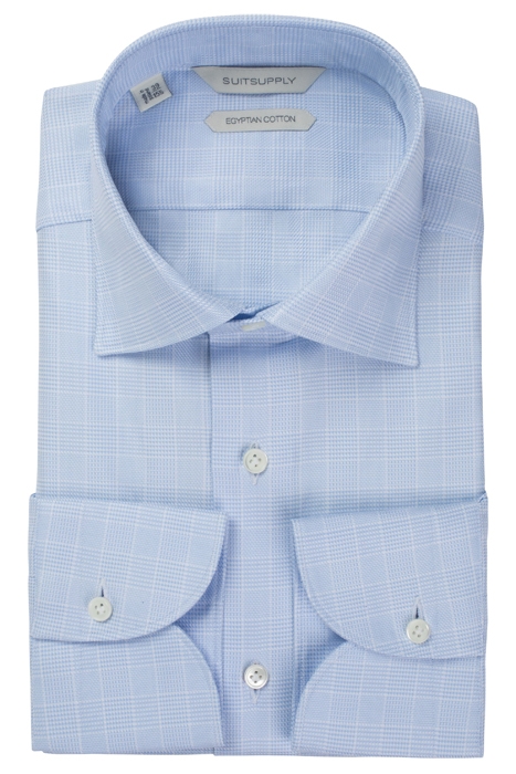 Light Blue Checked Slim Fit Shirt 1
