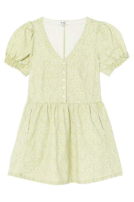 70S VNECK BABYDOLL DRESS CITRUS PAISLEY 1