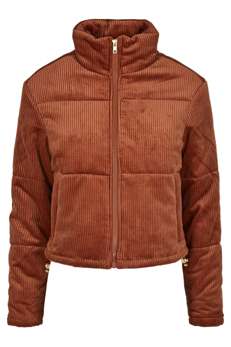 LADIES CORDUROY PUFFER JACKET TOFFEE 1