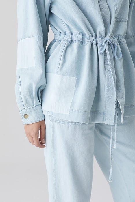 WOMEN DENIM PATCHWORK OVERSHIRT LIGHT BLUE 5