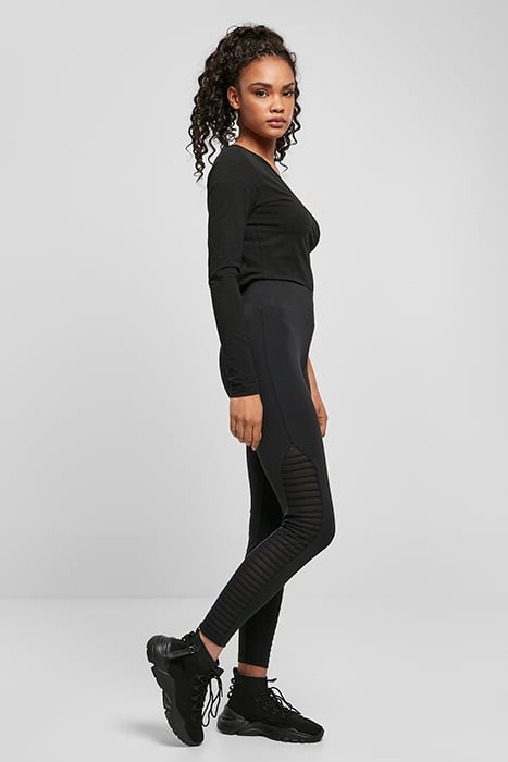 LADIES HIGHWAIST BIKER TECH MESH LEGGINGS BLACK 4