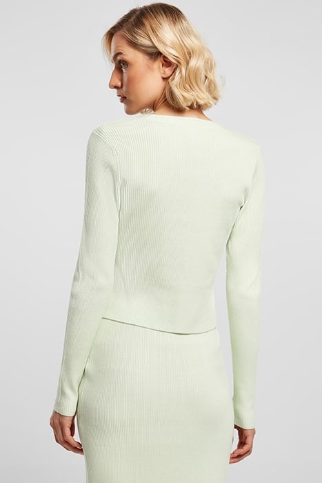 LADIES SHORT RIB KNIT CARDIGAN LIGHTMINT 3