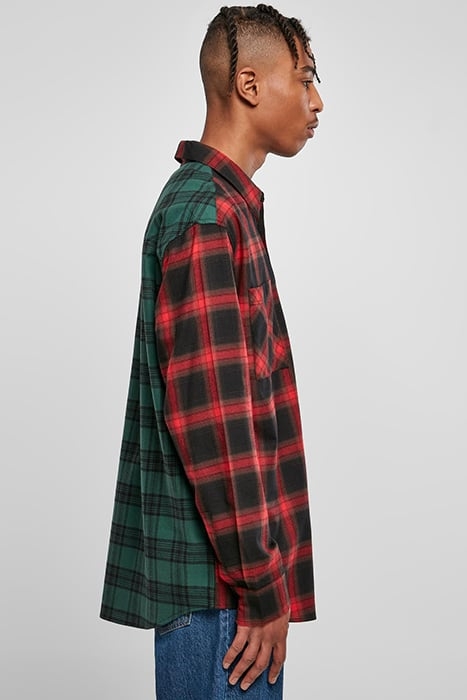 OVERSIZED MIX CHECK SHIRT BLACK/RED/GREEN 5