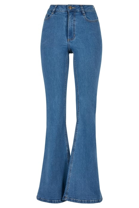 LADIES ORGANIC HIGH WAIST FLARED DENIM PANTS CLEARBLUE WASHE 1